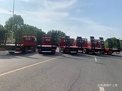 临汾陕汽平板拖车 15吨左右钩机平板拖车按揭上牌服务