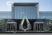 龙湖天奕售楼部门前不锈钢雕塑 镜面水景雕塑作品