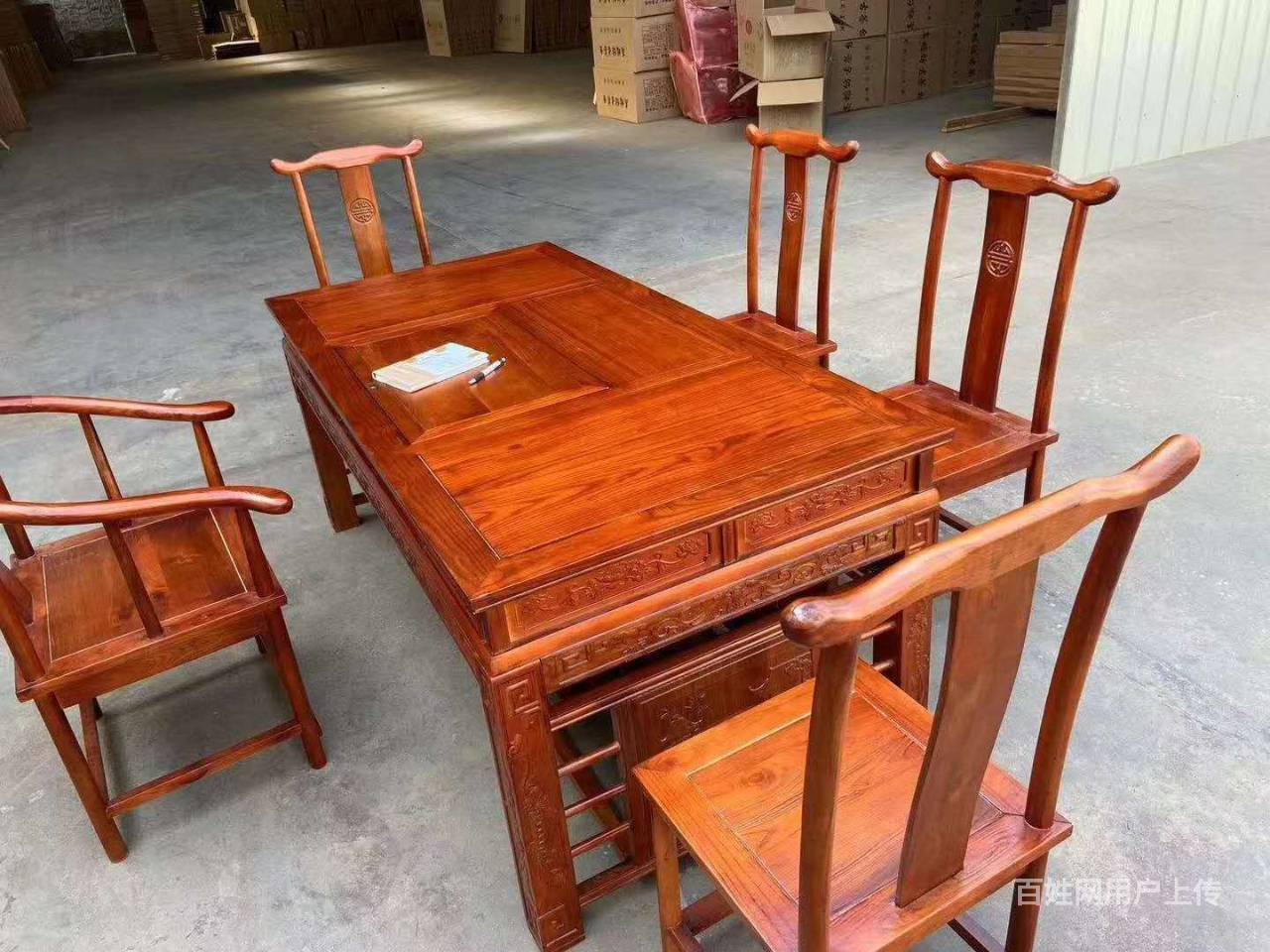8米办公茶台南榆木古典茶台功夫茶几桌椅组合 - 南京江宁开发区二手