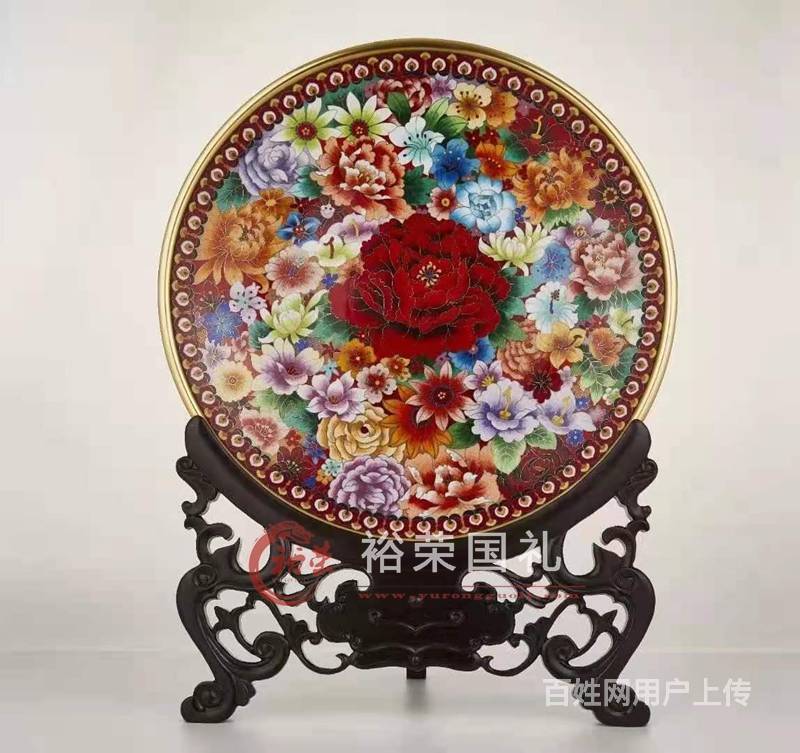 李佩卿大师景泰蓝百花盛世盘大圆盘 北京工美文化出品