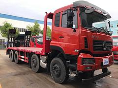 东风天龙前四后八平板车 拉220-400钩机拖板车