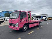 解放老规一拖二蓝牌清障车 5吨重载板平板清障车