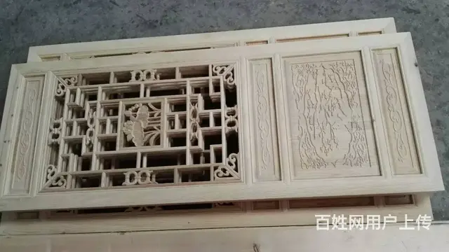 四川成都实木门窗花格木雕花门 - 图片 1