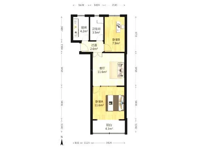华茂小区两室一厅设施全1200 - 图片 8