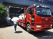 盐城解放J6单桥平板车价格 黄牌拖板车15吨挖机运输车