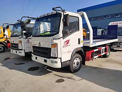 豪沃牌 潍柴110马力 平板一拖二工程清障车 拖车