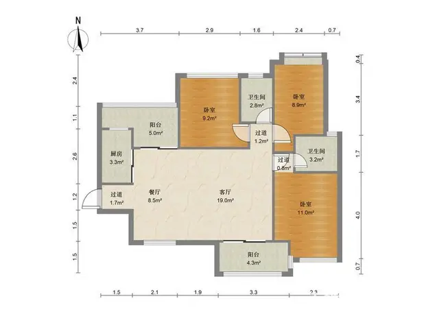 鸿泰80 3室2厅82m?整租 - 图片 12