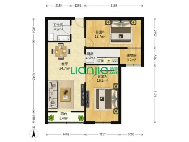 名仕豪庭2室1厅设施全 - 图片 7