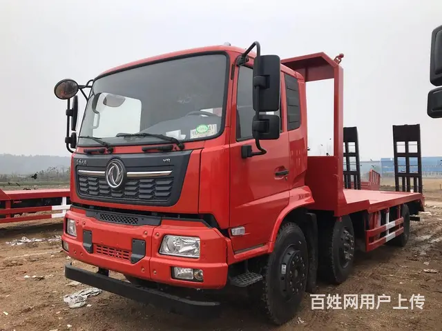 国六排放平板车 东风天锦小三轴可拉200挖机拖板车 - 图片 1