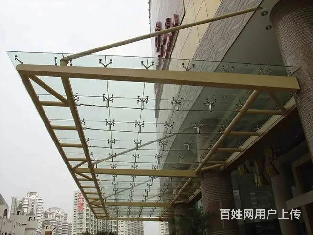 武汉钢结构玻璃雨棚/遮雨棚/钢结构玻璃门头/玻璃篷 - 图片 4