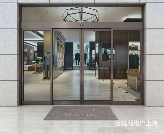 中山坦洲电动门玻璃门维修、安装装售楼部电动玻璃门 - 图片 1