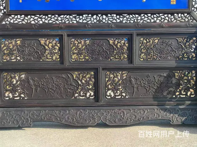 花梨木五牛图 瓷板画插屏 做工古朴，画工精致，线条 - 图片 6