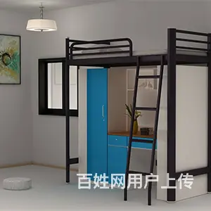 1双层铁床上下铺成人高低床学生员工宿舍公寓连体双层 - 图片 2