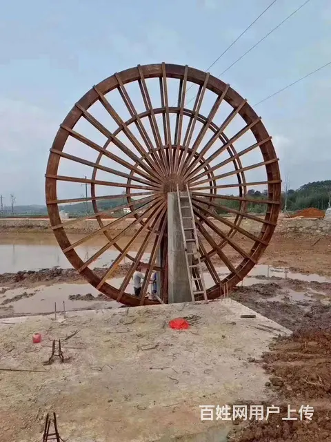 江西文青园林古建厂家龙骨水车字母水车仿古实木大型 - 图片