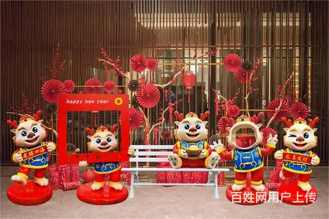 生肖龙红色喜庆卡通玻璃钢雕塑 商场景区房地产摆件 - 图片 4