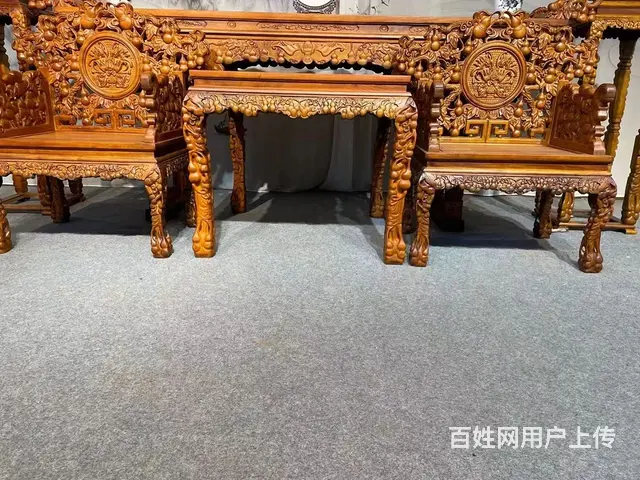 爆款，精品邵氏紫檀黄旧款中堂六件套，满工雕刻葫芦、 - 图片 4