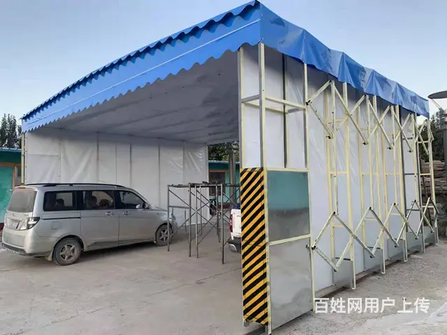 户外移动推拉大型帐篷夜市伸缩式折叠雨棚活动收缩遮阳 - 图片 3