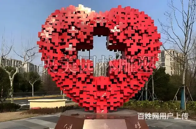 天鹅爱心雕塑,心形不锈钢雕塑 - 图片 2