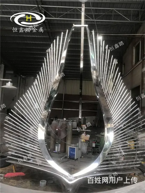 龙湖天奕售楼部门前不锈钢雕塑 镜面水景雕塑作品 - 图片 3