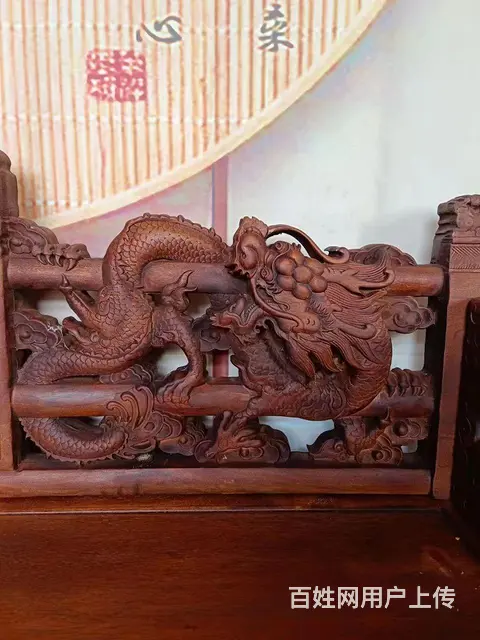 精品花梨木满工雕工云龙罗汉床二件套，全品相，黄旧款 - 图片 4