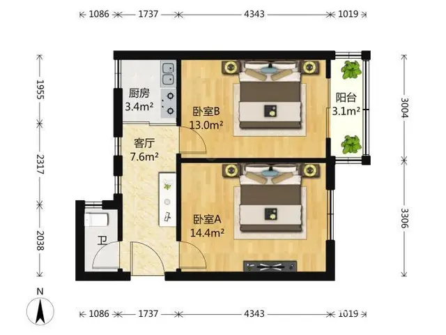 文教南58.10平精装修空房出租 - 图片 6