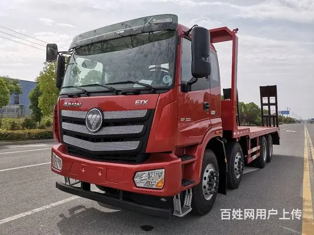 国六欧曼前四后八平板车　拉33吨钩机拖板车　包上牌 - 图片 1