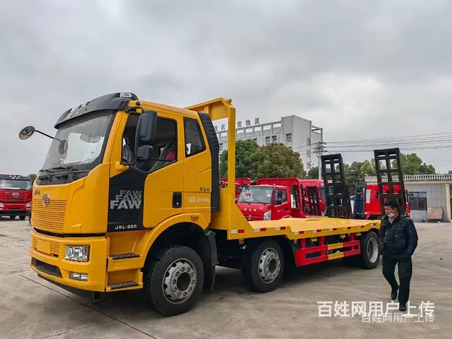三门峡国六解放三桥拖车150挖机神白平板车价格多少 - 图片 4