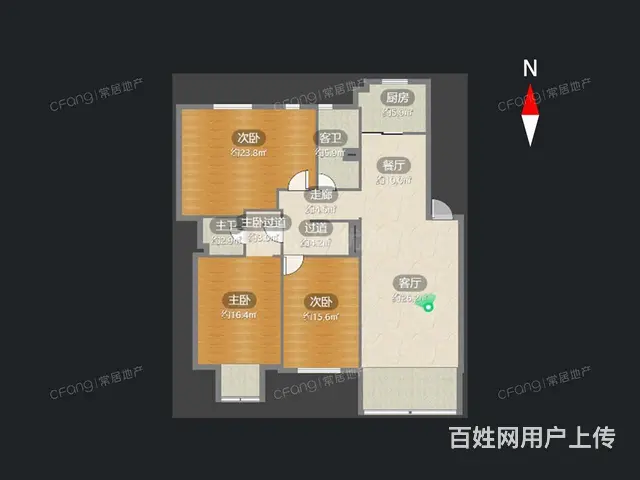 博小100米户型方正精装修拎包住客厅朝南利于视力 - 图片 9