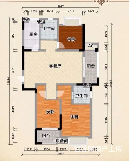 万达旁新城御景湾128平298万价格可谈3房美式装修 带地暖 - 图片 10