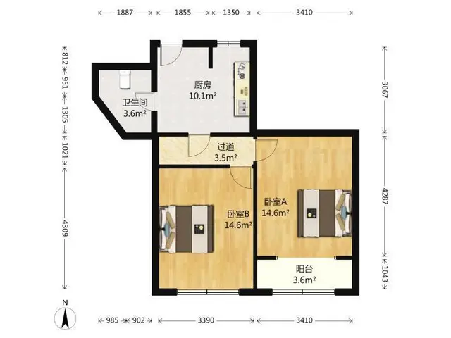 桃花街华茂小区4楼二室一厅出租1500 - 图片 8