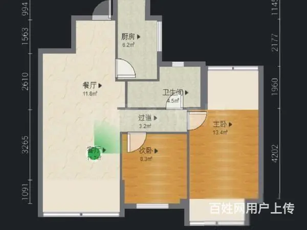 高层全天有采光三开间朝南龙洲伊都2室2厅经典户型 - 图片 7