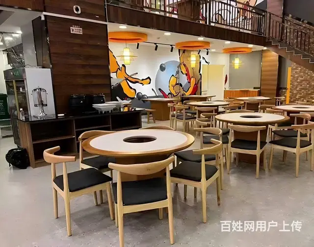 火锅卡座桌椅定制厂家圆火锅桌椅包间火锅桌8人火锅桌 - 图片 1