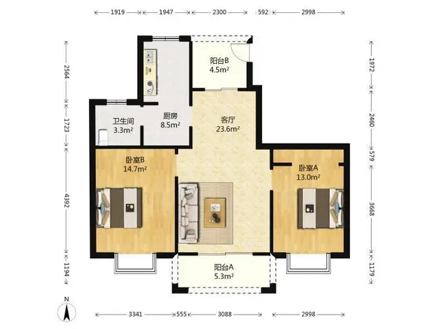 利时广场 好楼层 金色华府2室1卫 精装拎包入住 看房有钥匙 - 图片 6