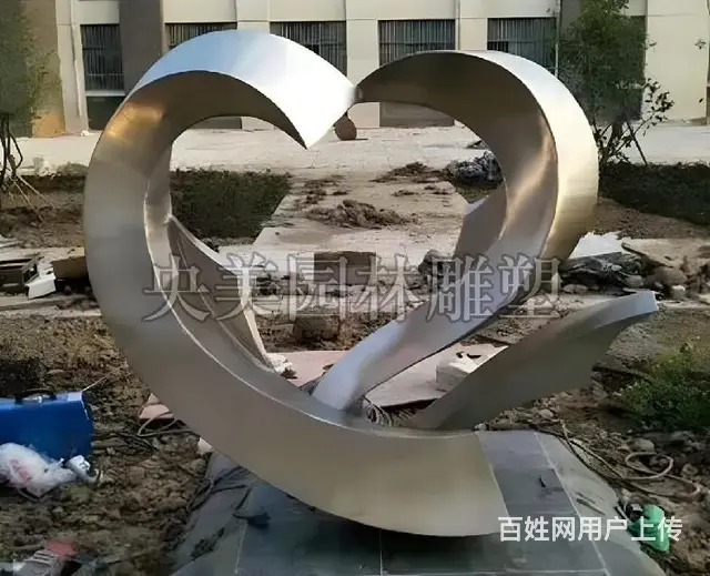 天鹅爱心雕塑,心形不锈钢雕塑 - 图片 5