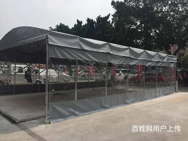 大型篮球场的推拉收缩雨篷仓库物流推拉棚 - 图片