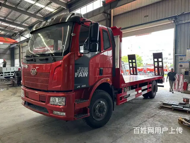 解放国六15吨单桥挖机平板拖车 拖板车 包上牌 - 图片 7