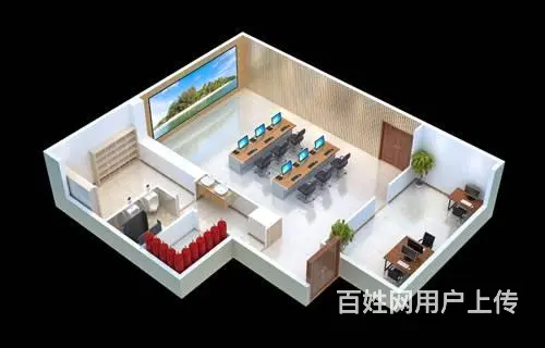 咸阳指挥中心大屏效果图制作，调度室，机房效果图设计 - 图片 1