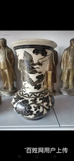 宋元时期磁州窑墨彩龙图案大罐一个，画工精致漂亮，难 - 图片 1