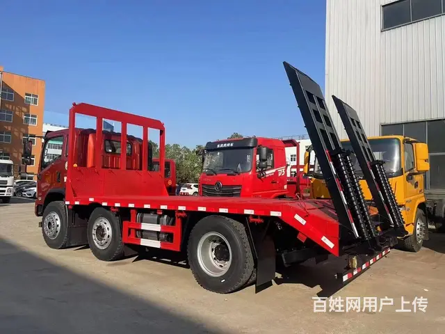 国六三轴平板车　拉150挖机拖板车不超重便宜车型 - 图片 6