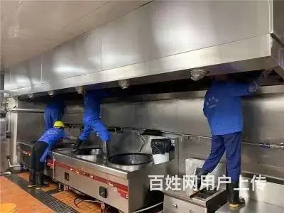 昆山市巴城酒店餐厅单位食堂油烟机清洗 油烟管道清洗 - 图片 2