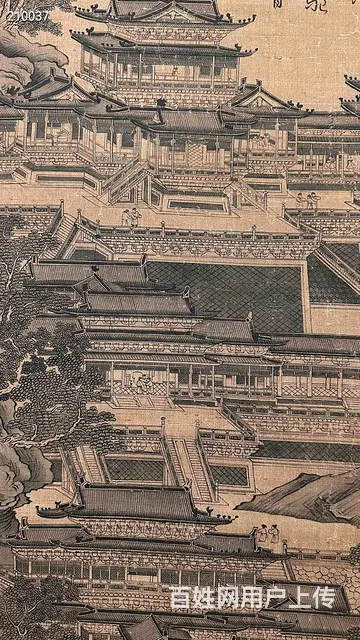 宋代 张择端 绢本 飞阁流图 象牙轴头  画心宽6 - 图片 4