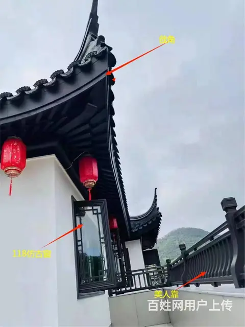湘潭中式门窗仿古构建连廊美人靠厂家思卓 - 图片 2