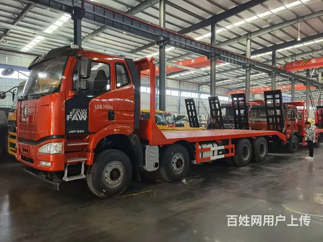 解放J6前四后八平板车350挖机四桥拖车包上户 - 图片 8