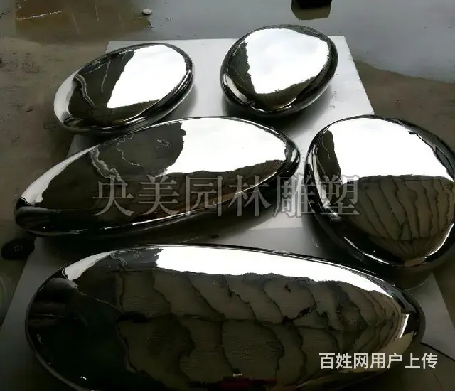 不锈钢石头镜面几何雕塑,不锈钢景观石图片 - 图片 2