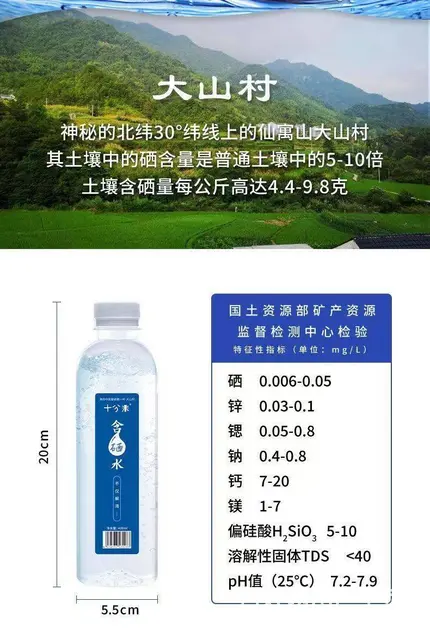 十分米含硒水含硒矿泉水饮用水家用商务会议用便携饮料 - 图片 8