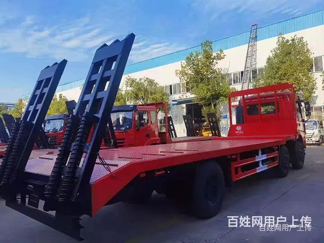 国六挖机平板运输车  专拖220挖机拖板车  小三轴拉大挖机 - 图片 12