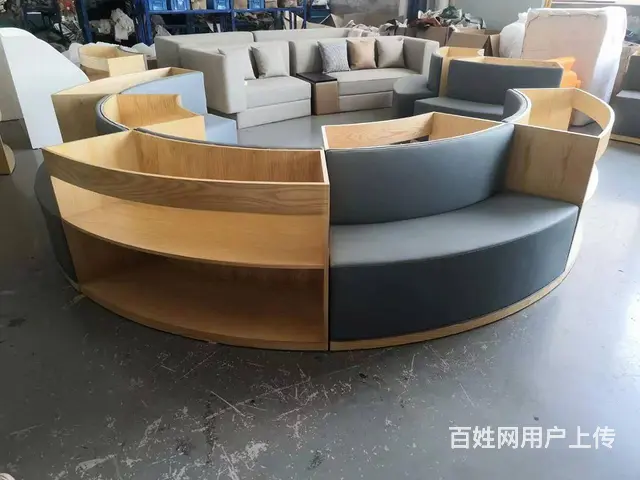 书吧家具定制S型卡座图书馆阅读区家具书吧桌椅组合 - 图片 1