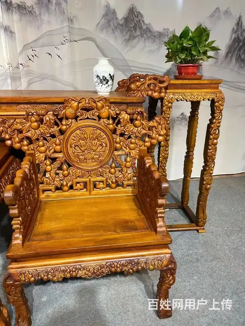 爆款，精品邵氏紫檀黄旧款中堂六件套，满工雕刻葫芦、 - 图片 2