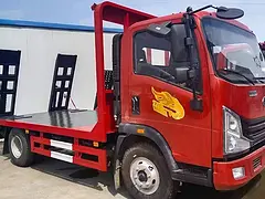 重汽豪曼国六蓝牌挖机拖车平板车 全国包送车