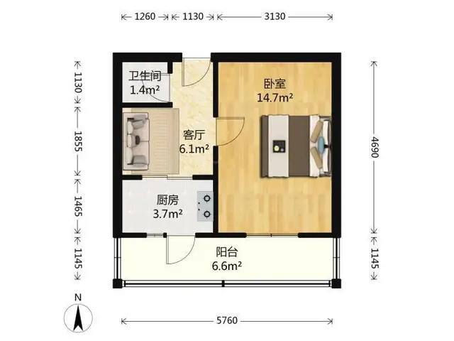 拱北关口艺丰大厦电梯精装一房一厅出租，租价2600。近关口 - 图片 9